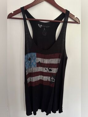 Hawaii Black Graphic Racerback Tank Top - Distressed Flag Print